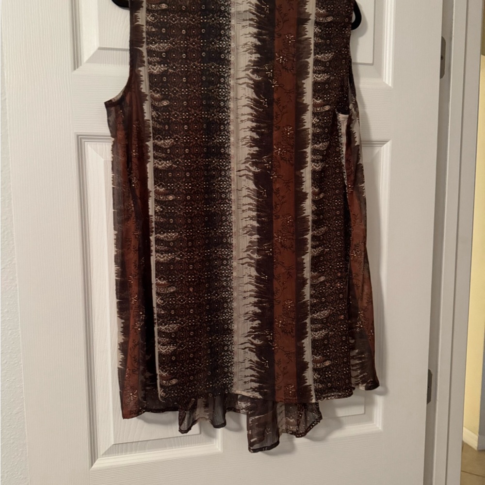 Coldwater Creek Brown and Cream Patterned Tunic